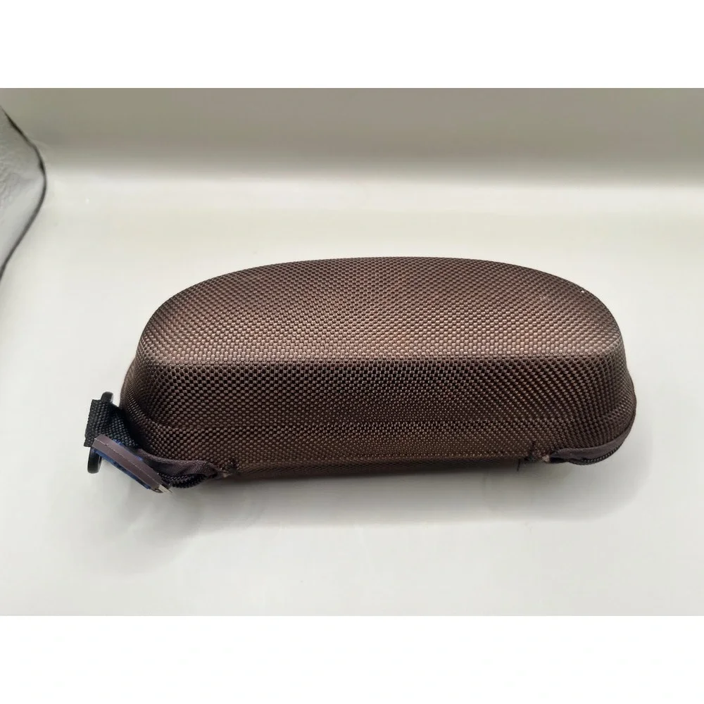 Maui Jim Brown Woven Zippered Clamshell Sunglasses Case Hard Shell With Clip